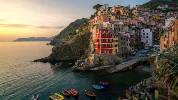 Sunset Time Lapse Cinque Terre Riomaggiore, Italien — Stockvideo