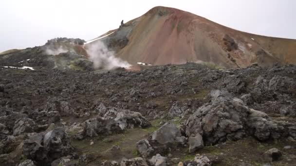 Landschap van Landmannalaugar IJsland Hoogland — Stockvideo