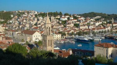 Hvar Adası Hırvatistan 'da Hvar Kasabası Panormaiç Manzarası