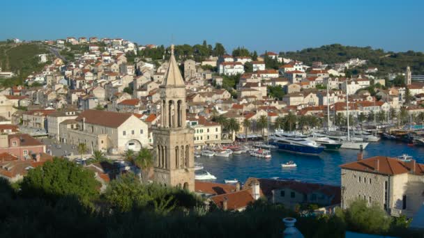 Panormaic Vista da cidade de Hvar na ilha de Hvar Croácia — Vídeo de Stock