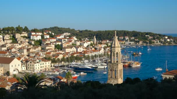Panoramatický pohled na město Hvar na ostrově Hvar Chorvatsko — Stock video