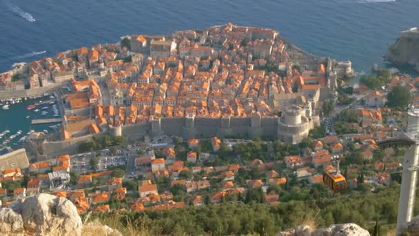 Aerial view Dubrovnik old town — Stock Video