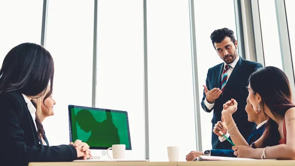 Business People Conference Room Green Screen Chroma Key Computer Office — Stock Photo, Image