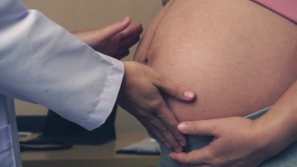 หมอหญิงตั้งครรภ์และแพทย์นรีเวชที่โรงพยาบาล — วีดีโอสต็อก