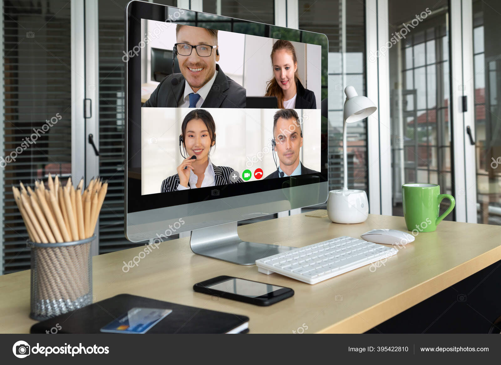 Video Call Business People Meeting Virtual Workplace Remote Office ...