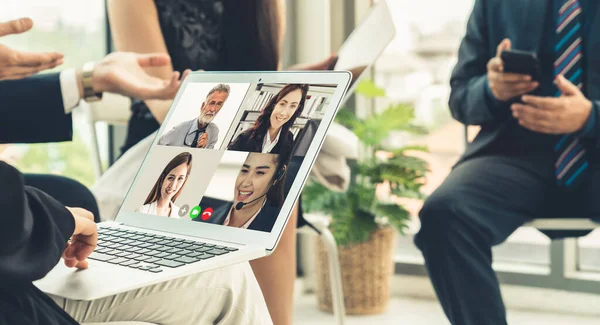 Grupo Videollamadas Gente Negocios Que Reúne Lugar Trabajo Virtual Oficina — Foto de Stock