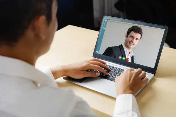 Video Call Business People Meeting Virtual Workplace Remote Office Telework — Stock Photo, Image