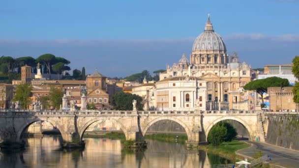 Rome Skyline met Sint-Pietersbasiliek van Vaticaan — Stockvideo