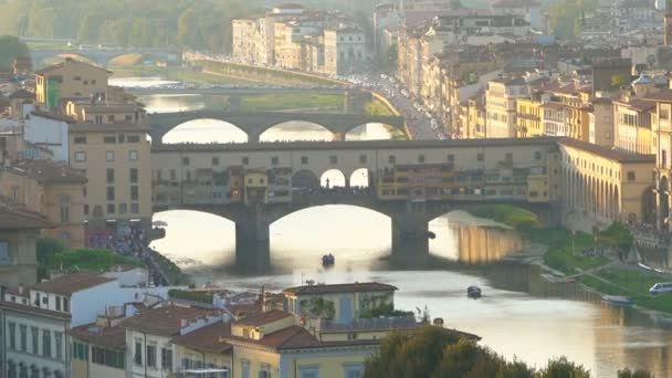 Florence Skyline - Ponte Vecchio Bridge, Italy — 图库视频影像
