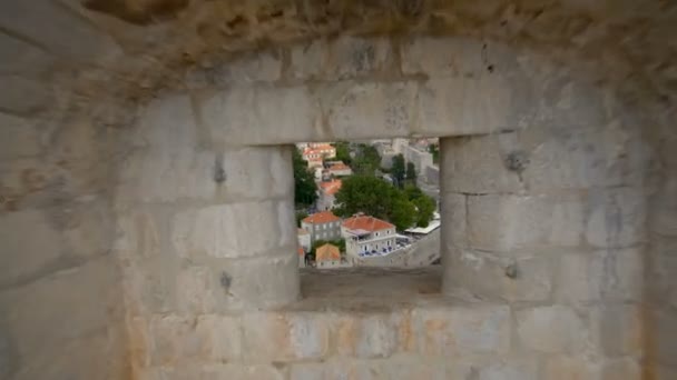 Historisk mur i Dubrovniks gamla stad, Kroatien. — Stockvideo