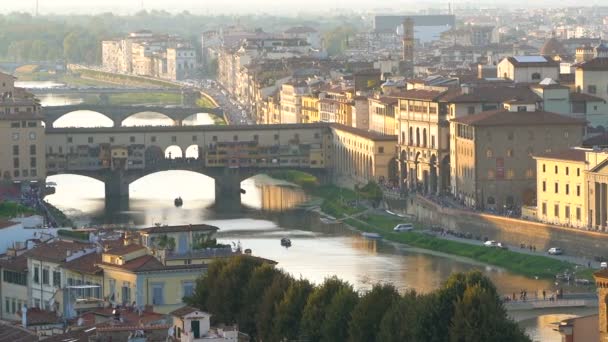 Florencja Skyline - Most Ponte Vecchio, Włochy — Wideo stockowe