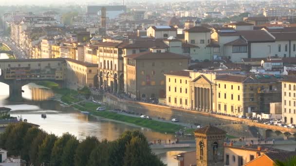 Florence Skyline - Ponte Vecchio Bridge, Italia — Video Stock