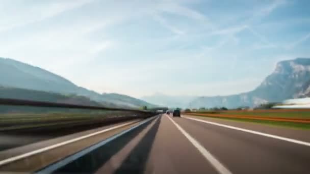 Time Lapse Driver POV Itálie Highway in Dolomite — Stock video