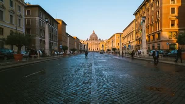 Tijdsverloop van de Sint-Pietersbasiliek in Vaticaan, Rome — Stockvideo