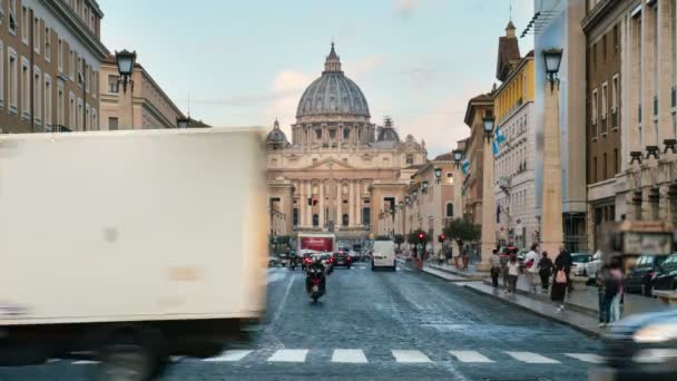 Tijdsverloop van de Sint-Pietersbasiliek in Vaticaan, Rome — Stockvideo