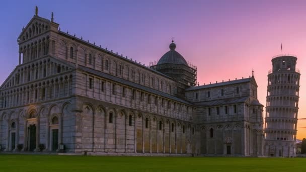 Sunrise Time Lapse of Pisa Leaning Tower, Ιταλία — Αρχείο Βίντεο