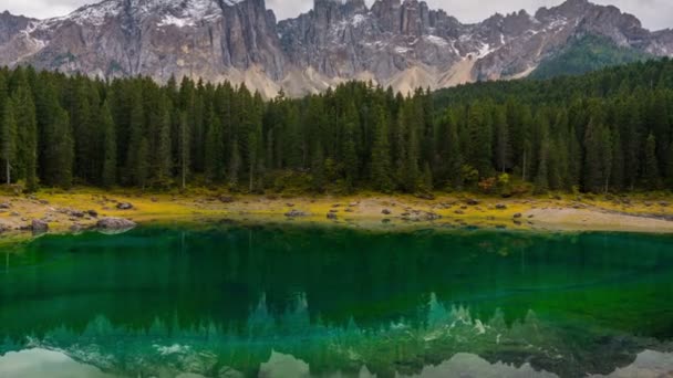 Time Lapse of Lake Carezza Western Dolomites Italy — Stock Video