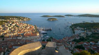 Hvar Adası Hırvatistan 'da Hvar Kasabası Panormaiç Manzarası