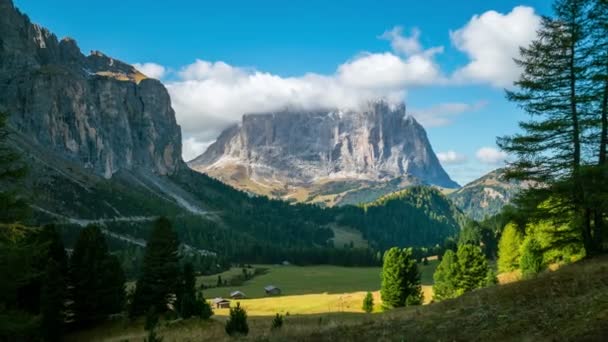 Upływ czasu - Dolomity Langkofel Krajobraz Włoch — Wideo stockowe