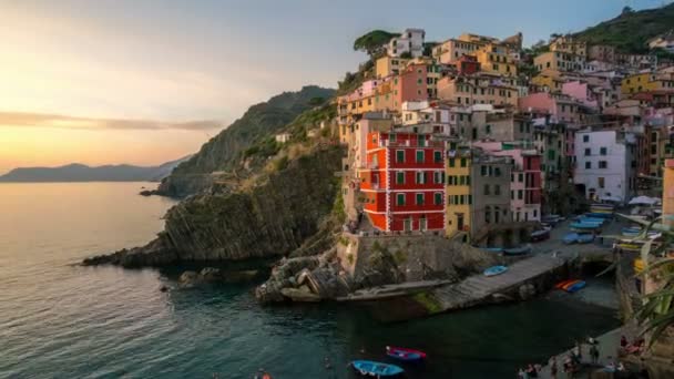 Sunset Time Lapse Cinque Terre Riomaggiore, Ιταλία — Αρχείο Βίντεο