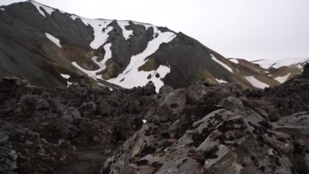 Landschap van Landmannalaugar IJsland Hoogland — Stockvideo