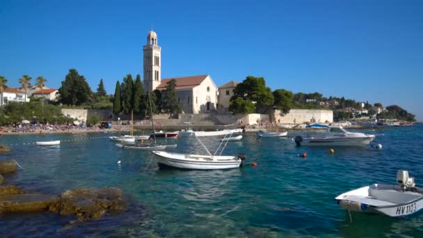 Panoramatický pohled na město Hvar na ostrově Hvar Chorvatsko — Stock video