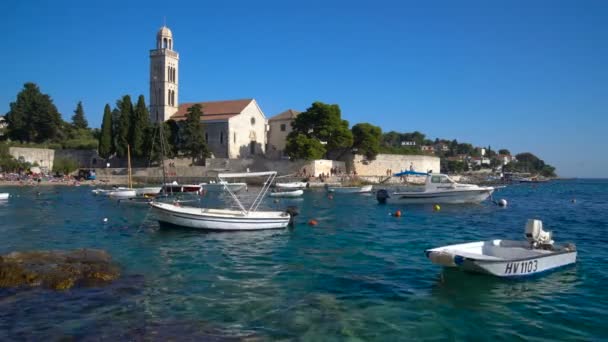 Blick auf die Stadt Hvar auf der Insel Hvar Kroatien — Stockvideo