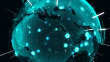 3D Dijital Dünya küresel ağ kavramını gösteriyor.