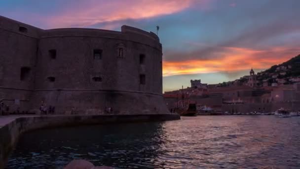 Sunset Time Lapse - Τείχος Ντουμπρόβνικ, Κροατία. — Αρχείο Βίντεο