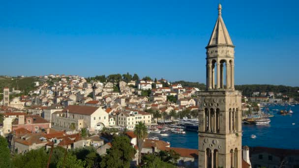 Panormaic Vista da cidade de Hvar na ilha de Hvar Croácia — Vídeo de Stock