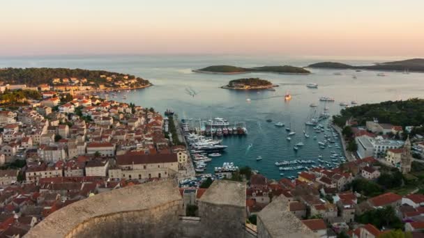 Giorno alla notte Lapse della città di Hvar, Croazia. — Video Stock