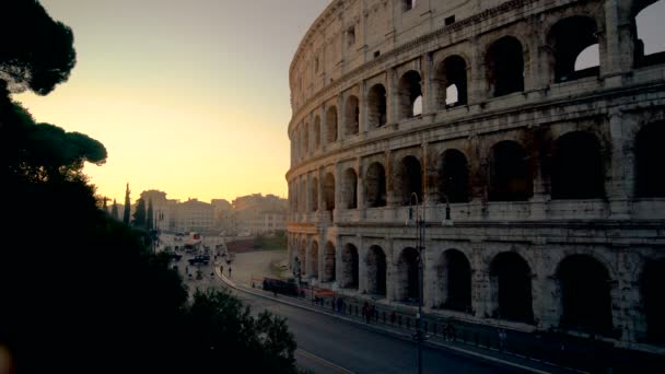 Roma Coliseu e rua lotada de Roma, Itália — Vídeo de Stock