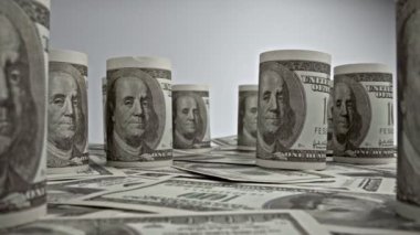 100 dolarlık Amerikan kağıt banknotu. Makro görüş dolly 'nin yakın çekimi..