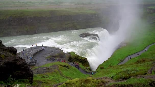 Τοπίο του καταρράκτη Gullfoss στην Ισλανδία. — Αρχείο Βίντεο