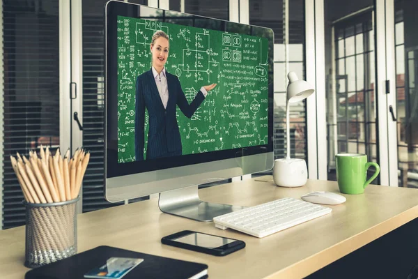 Learning Educação Online Para Estudantes Conceito Universitário Tecnologia Videoconferência Chamada — Fotografia de Stock