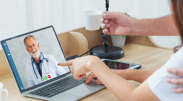 Läkare Telemedicin Tjänst Online Video För Virtuell Patient Hälsa Medicinsk — Stockfoto