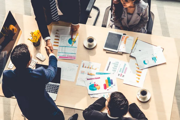 Group Business People Handshake Meeting Table Office Together Confident Shot — Stock Photo, Image