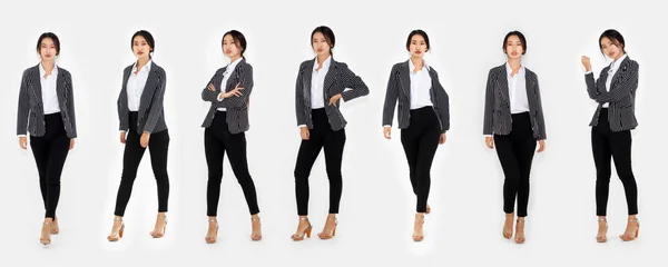 Different Pose Same Asian Woman Full Body Portrait Set White — Stock Photo, Image