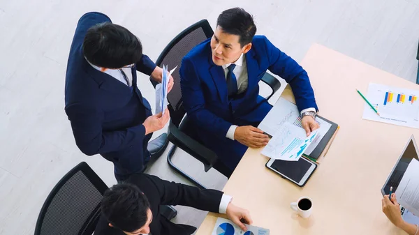 Affärsmän Gruppmöte Fotograferade Från Top View Office Yrke Affärskvinnor Affärsmän — Stockfoto