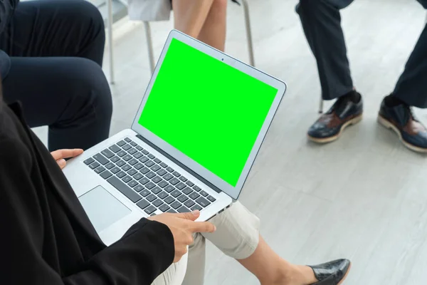 Business People Conference Room Green Screen Chroma Key Computer Office — Stock Photo, Image