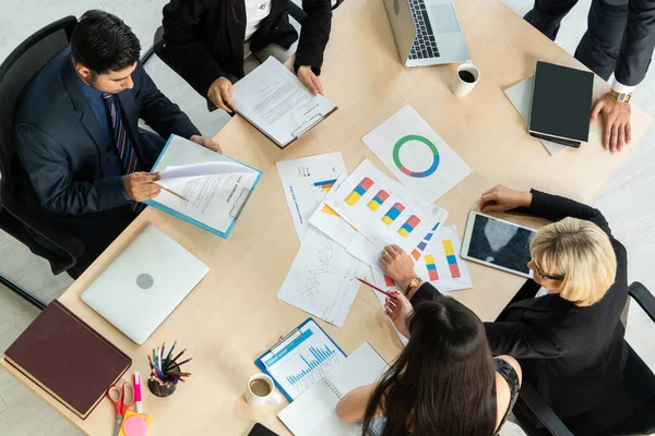 Affärsmän Gruppmöte Fotograferade Från Top View Office Yrke Affärskvinnor Affärsmän — Stockfoto