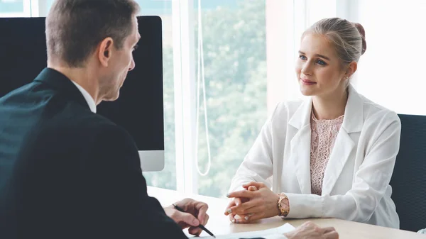 Job seeker in job interview meeting with manager and interviewer at corporate office. The young interviewee seeking for a professional career job opportunity . Human resources and recruitment concept.