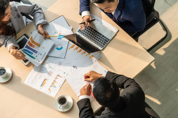 Reunión Del Grupo Gente Negocios Desde Vista Superior Oficina Profesión — Foto de Stock