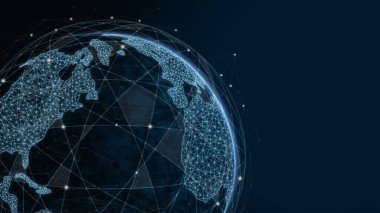 3 boyutlu illüstrasyon modern yaratıcı iletişim ve internet ağ haritası akıllı şehirde bağlanıyor. Uluslararası 5G kablosuz dijital bağlantı kavramı ve gelecekteki şeylerin interneti.