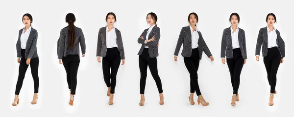 Different Pose Same Asian Woman Full Body Portrait Set White — Stock Photo, Image