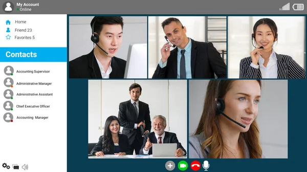 Geschäftsleute Treffen Sich Videokonferenz Auf Laptop Monitor Ansicht Online Seminaranwendung — Stockfoto