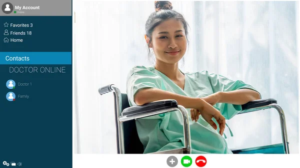 Doctor and patient talking on video call for telemedicine service . Online health care application in cropped zoom view of computer screen . Medical technology concept .