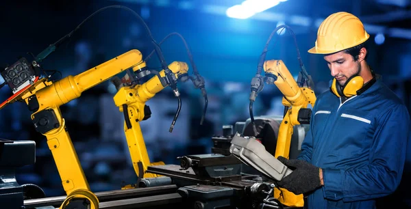 Bras Robotisés Industrie Intelligente Pour Technologie Production Industrielle Numérique Montrant — Photo