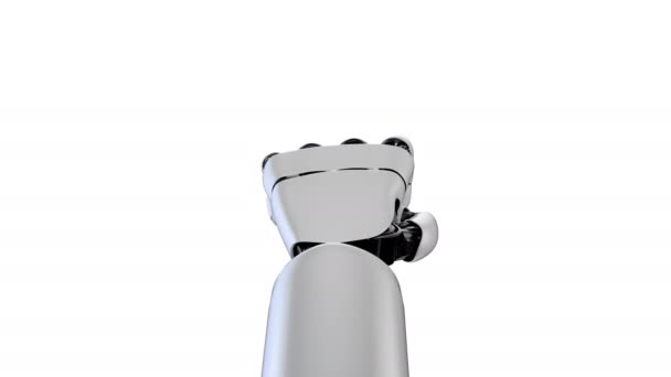 Robot hand på vit bakgrund och grön skärm genereras av 3D-rendering. — Stockvideo