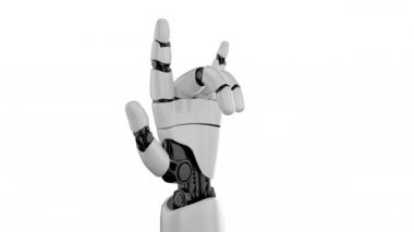 Robot el beyaz arkaplanda ve yeşil ekran 3 boyutlu görüntüleme tarafından oluşturuldu.